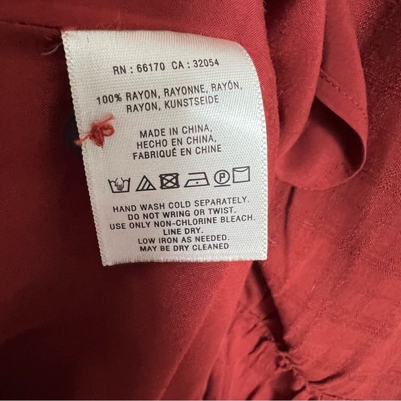 Anthropologie Maeve Bloomsbury Tie Front Shirt Dress Womens Size 4 ob465625 Rust - Picture 9 of 11